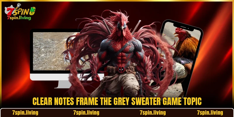 Clear notes frame the Grey Sweater game topic Clear notes frame the Grey Sweater game topic