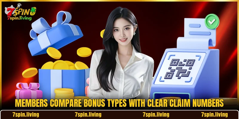 Members compare bonus types with clear claim numbers
