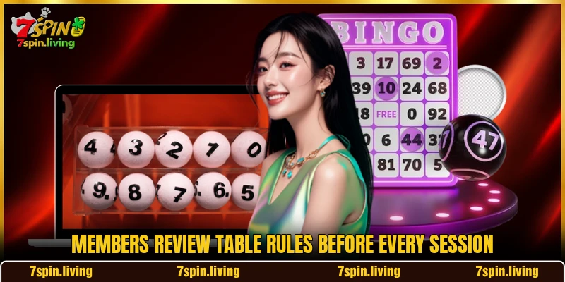 Members review table rules before every session