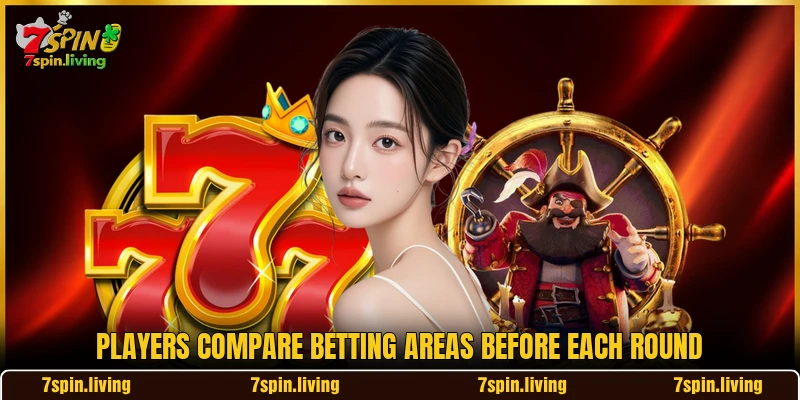 Players compare betting areas before each round